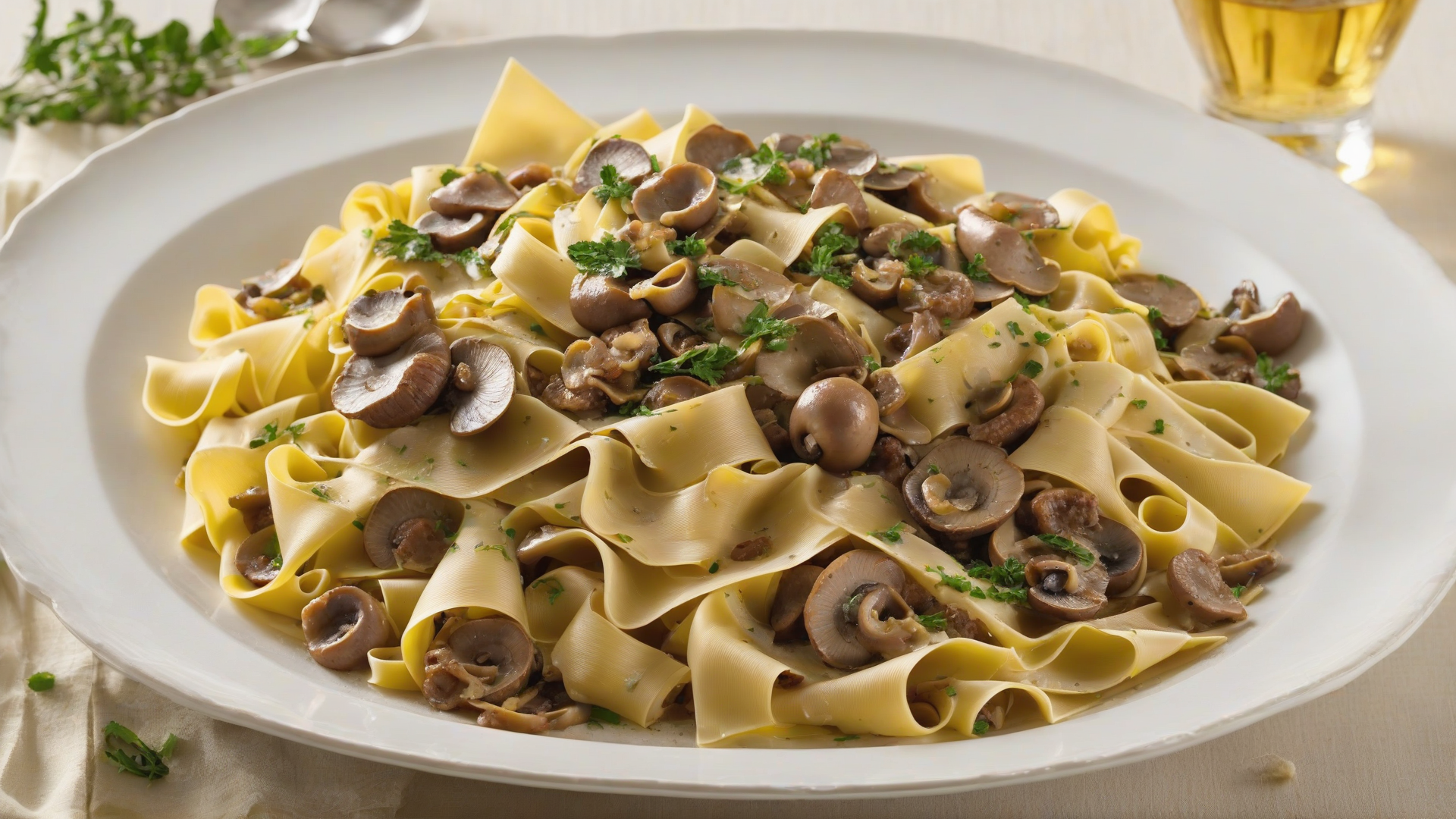 pappardelle funghi e salsiccia